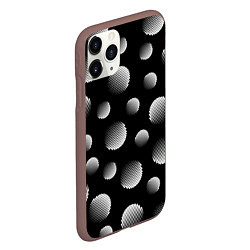 Чехол iPhone 11 Pro матовый Шары в полоску на черном фоне, цвет: 3D-коричневый — фото 2