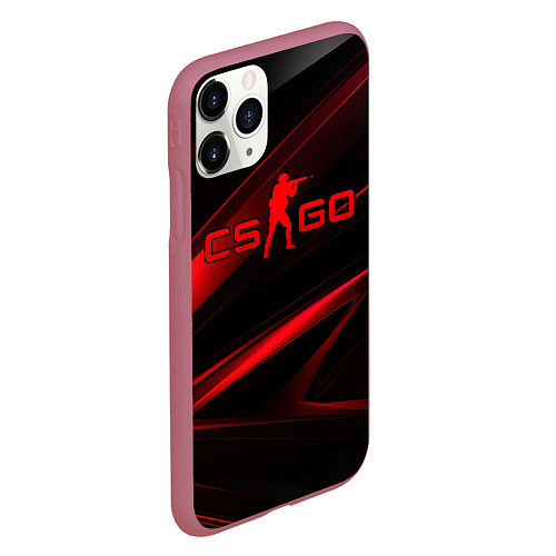 Чехол iPhone 11 Pro матовый CSGO red black logo / 3D-Малиновый – фото 2