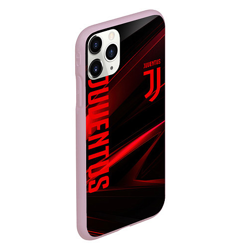 Чехол iPhone 11 Pro матовый Juventus black red logo / 3D-Розовый – фото 2