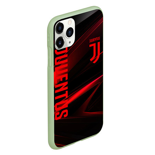 Чехол iPhone 11 Pro матовый Juventus black red logo / 3D-Салатовый – фото 2