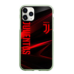 Чехол iPhone 11 Pro матовый Juventus black red logo, цвет: 3D-салатовый