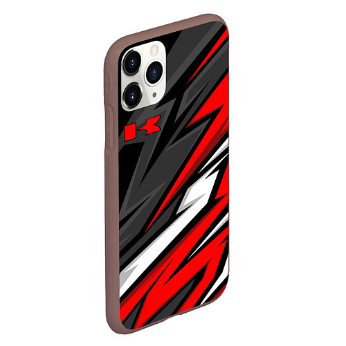 Чехол iPhone 11 Pro матовый Kawasaki - red uniform / 3D-Коричневый – фото 2