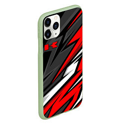 Чехол iPhone 11 Pro матовый Kawasaki - red uniform, цвет: 3D-салатовый — фото 2