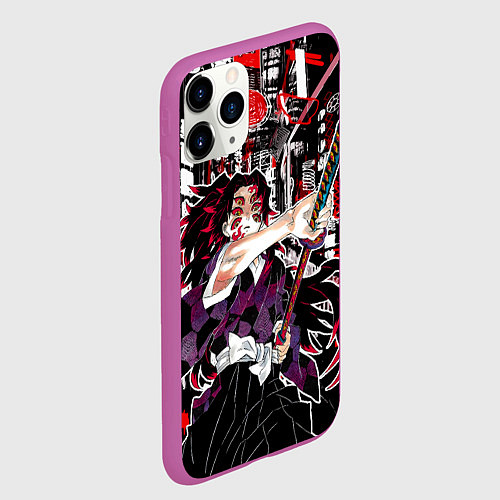 Чехол iPhone 11 Pro матовый Кокушибо высшая луна - Клинок демонов / 3D-Фиолетовый – фото 2