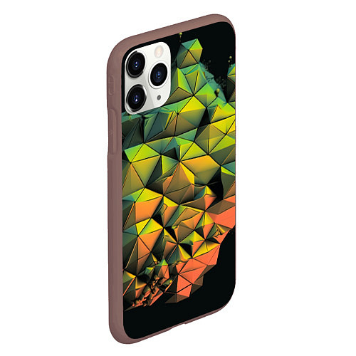 Чехол iPhone 11 Pro матовый Зеленая кубическая абстракция / 3D-Коричневый – фото 2
