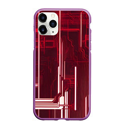 Чехол iPhone 11 Pro матовый Кибер схемы неон, цвет: 3D-фиолетовый