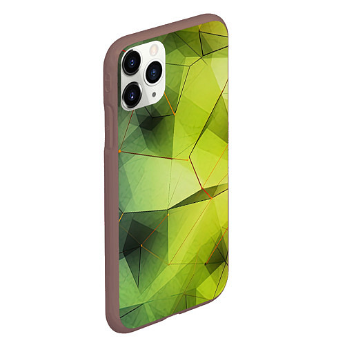 Чехол iPhone 11 Pro матовый Зеленая текстура объемная / 3D-Коричневый – фото 2