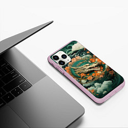 Чехол iPhone 11 Pro матовый Облачный дракон Irezumi, цвет: 3D-розовый — фото 2