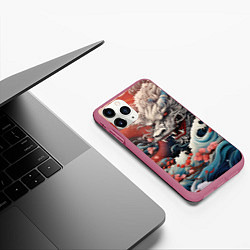 Чехол iPhone 11 Pro матовый Морской дракон Irezumi, цвет: 3D-малиновый — фото 2