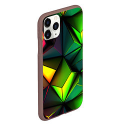 Чехол iPhone 11 Pro матовый Зеленые абстрактные треугольники, цвет: 3D-коричневый — фото 2