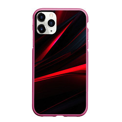 Чехол iPhone 11 Pro матовый Red lighting black background