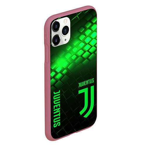 Чехол iPhone 11 Pro матовый Juventus green logo neon / 3D-Малиновый – фото 2