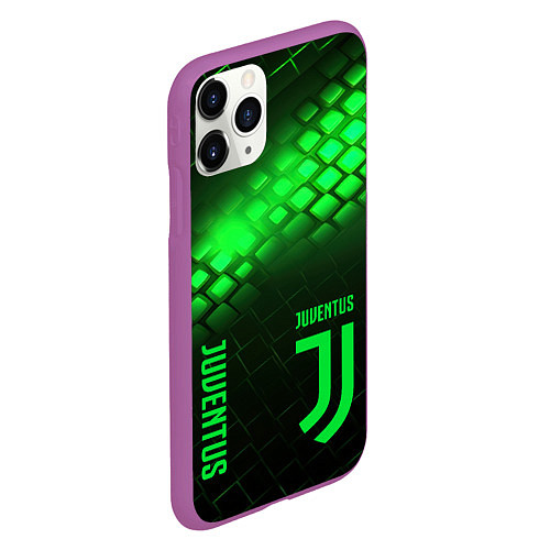 Чехол iPhone 11 Pro матовый Juventus green logo neon / 3D-Фиолетовый – фото 2