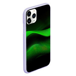 Чехол iPhone 11 Pro матовый Зеленые абстрактные волны, цвет: 3D-светло-сиреневый — фото 2