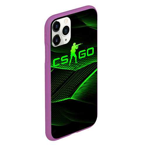 Чехол iPhone 11 Pro матовый CSGO green abstract lines / 3D-Фиолетовый – фото 2