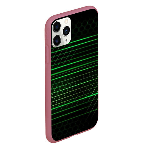 Чехол iPhone 11 Pro матовый Green abstract texture / 3D-Малиновый – фото 2