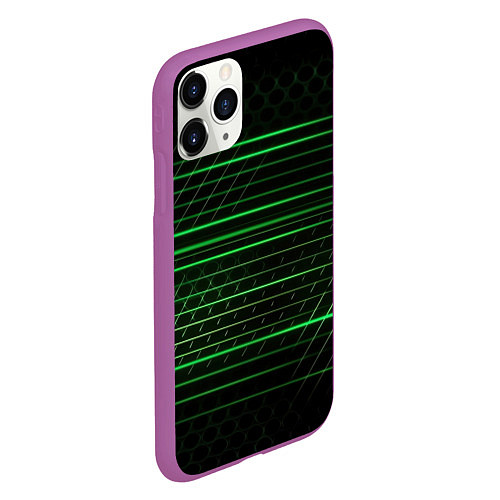 Чехол iPhone 11 Pro матовый Green abstract texture / 3D-Фиолетовый – фото 2