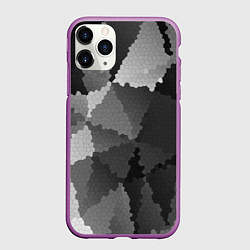 Чехол iPhone 11 Pro матовый Мозаичный узор в серых оттенках, цвет: 3D-фиолетовый