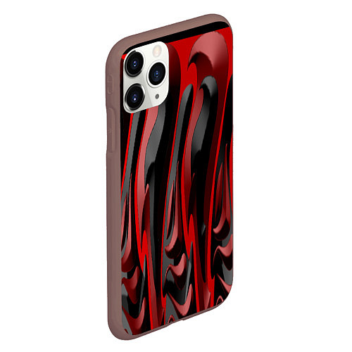 Чехол iPhone 11 Pro матовый Пластик красно-черный / 3D-Коричневый – фото 2