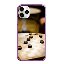 Чехол iPhone 11 Pro матовый Игра в шашки, цвет: 3D-фиолетовый