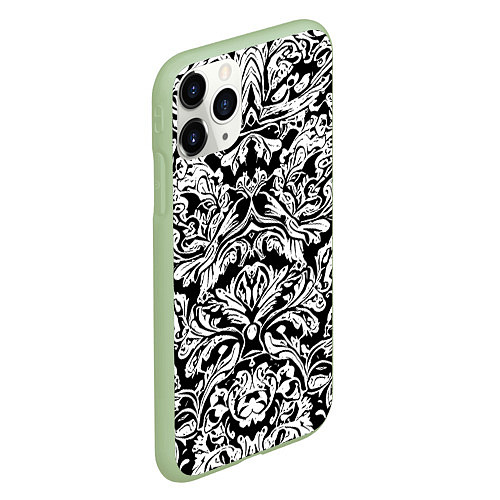 Чехол iPhone 11 Pro матовый Floral pattern - irezumi - neural network / 3D-Салатовый – фото 2