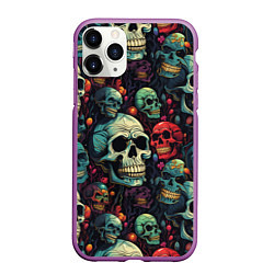 Чехол iPhone 11 Pro матовый Милый skull, цвет: 3D-фиолетовый