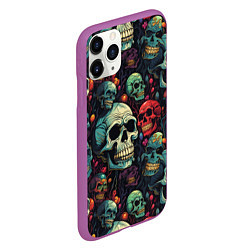 Чехол iPhone 11 Pro матовый Милый skull, цвет: 3D-фиолетовый — фото 2