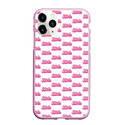 Чехол iPhone 11 Pro матовый Узор из слов Bitch, цвет: 3D-розовый