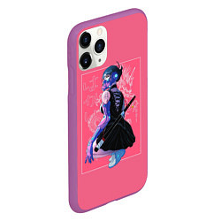 Чехол iPhone 11 Pro матовый Кибер девушка, цвет: 3D-фиолетовый — фото 2