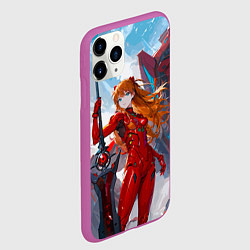 Чехол iPhone 11 Pro матовый Аска Еванеглион, цвет: 3D-фиолетовый — фото 2