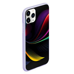 Чехол iPhone 11 Pro матовый Ночная абстракция из разноцветных лучей, цвет: 3D-светло-сиреневый — фото 2