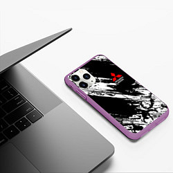 Чехол iPhone 11 Pro матовый Mitsubishi - белый пятна, цвет: 3D-фиолетовый — фото 2