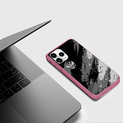 Чехол iPhone 11 Pro матовый Герб РФ - монохромный, цвет: 3D-малиновый — фото 2