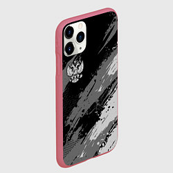 Чехол iPhone 11 Pro матовый Герб РФ - монохромный, цвет: 3D-малиновый — фото 2