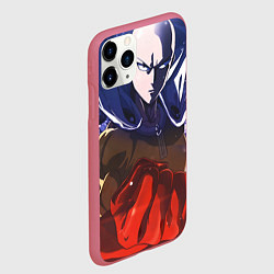 Чехол iPhone 11 Pro матовый One Punch Man Сайтама, цвет: 3D-малиновый — фото 2