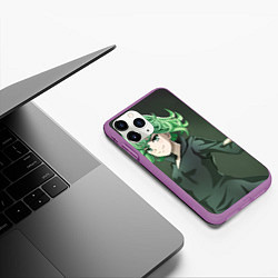 Чехол iPhone 11 Pro матовый One Punch Man Тацумаки, цвет: 3D-фиолетовый — фото 2