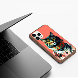 Чехол iPhone 11 Pro матовый Милый котик на розовом фоне - поп-арт, цвет: 3D-коричневый — фото 2