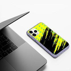 Чехол iPhone 11 Pro матовый Гранж в стиле аниме Киберпанк, цвет: 3D-светло-сиреневый — фото 2