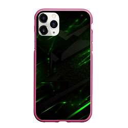 Чехол iPhone 11 Pro матовый Dark black green abstract