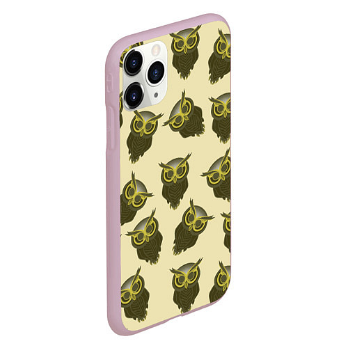 Чехол iPhone 11 Pro матовый Сова птица паттерн / 3D-Розовый – фото 2