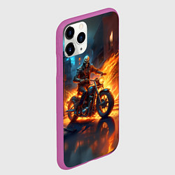 Чехол iPhone 11 Pro матовый Скелет-байкер, цвет: 3D-фиолетовый — фото 2