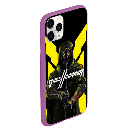 Чехол iPhone 11 Pro матовый Кибер самурай ghostrunner 2 / 3D-Фиолетовый – фото 2