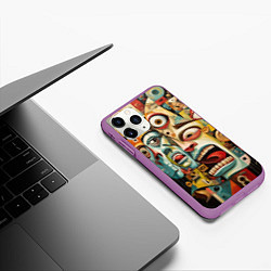 Чехол iPhone 11 Pro матовый Живопись с лицами в стиле Пабло Пикассо, цвет: 3D-фиолетовый — фото 2