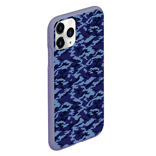 Чехол iPhone 11 Pro матовый Камуфляж охрана синий / 3D-Серый – фото 2
