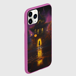 Чехол iPhone 11 Pro матовый Жуткий дом и ведьма с метлой, цвет: 3D-фиолетовый — фото 2