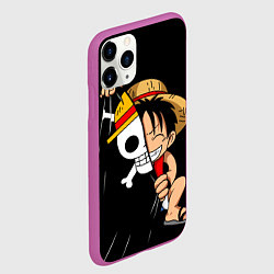 Чехол iPhone 11 Pro матовый Луффи с флагом команды, цвет: 3D-фиолетовый — фото 2