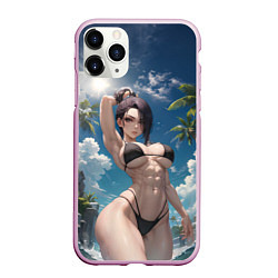Чехол iPhone 11 Pro матовый Девушка в купальник на море, цвет: 3D-розовый