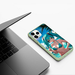 Чехол iPhone 11 Pro матовый Хацуне Мику, цвет: 3D-салатовый — фото 2