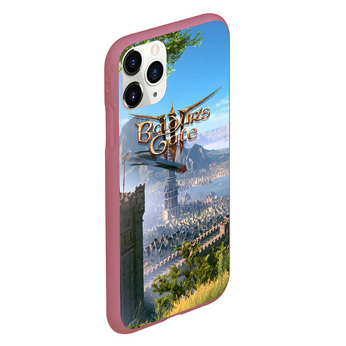 Чехол iPhone 11 Pro матовый Врата Балдура - Baldurs Gate 3 / 3D-Малиновый – фото 2