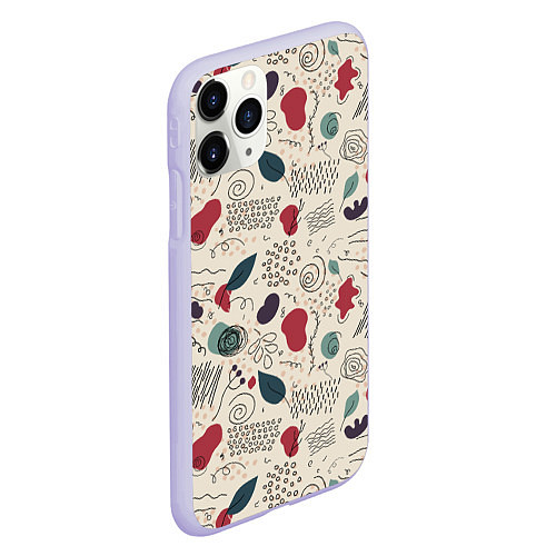 Чехол iPhone 11 Pro матовый Флоральная абстракция с пятнами / 3D-Светло-сиреневый – фото 2